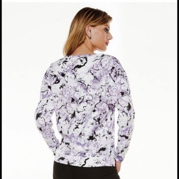 Juicy Couture Purple Abstract Scuba Long Sleeve Crew Neck Sweatshirt Medium - Picture 4 of 8